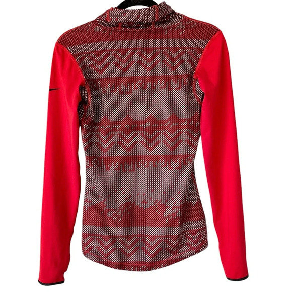 Nike Pro Women's Red White Hyperwarm Nordic Infinity Long Sleeve Shirt - Picture 14 of 16